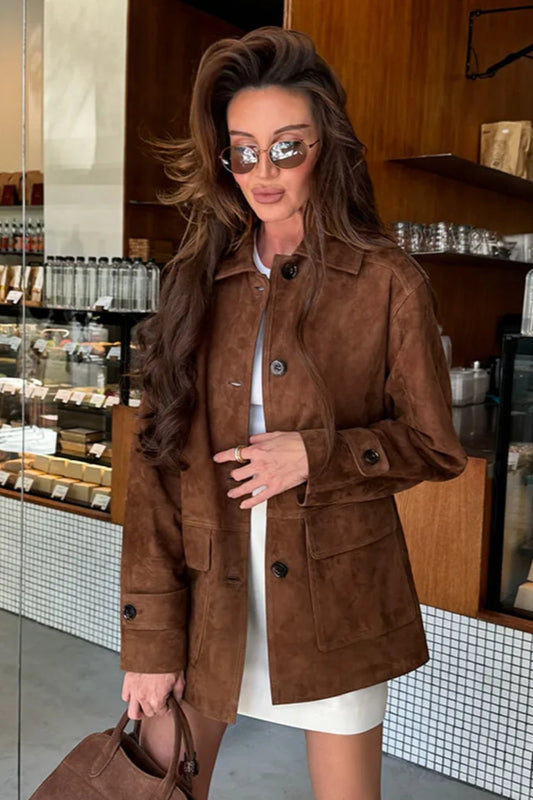 Trendy Fall Coat Outfit Inspiration With Long Sleeve Suede Jacket For Outfits Fashion