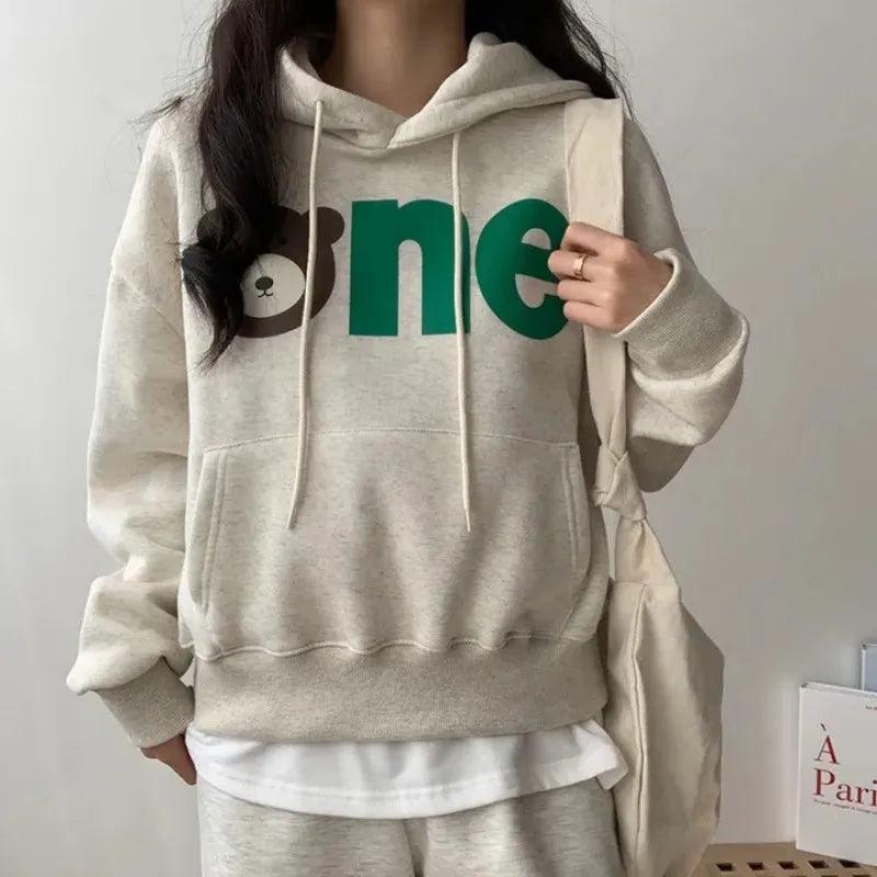 Bear Letter Cartoon Hoodie Women Hooded - itsshirty