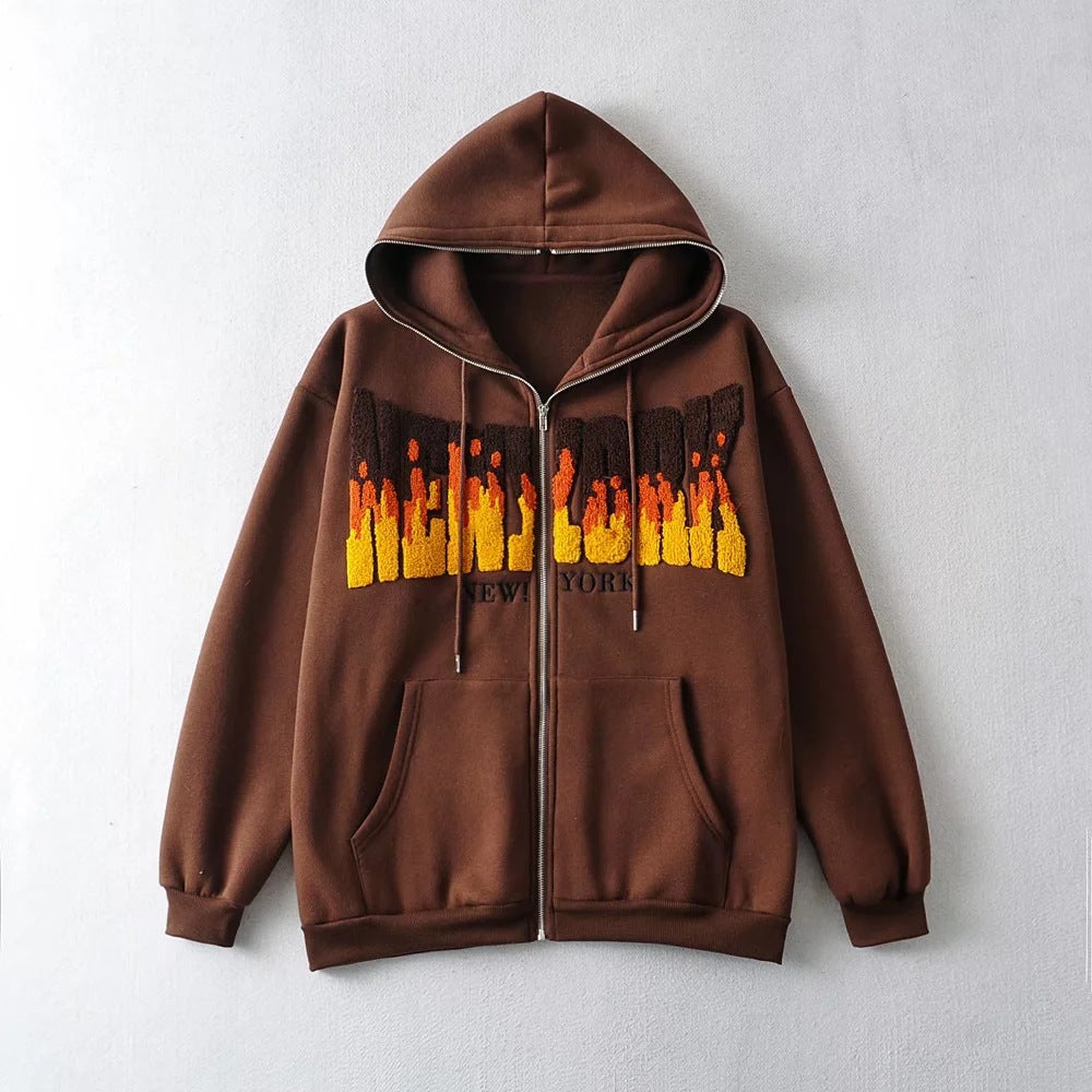 Casual Letter Embroidery Hoodie