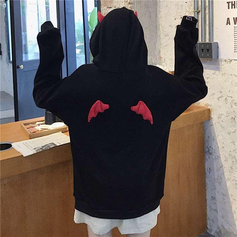 Devil Horns Gothic Hooded Sweatshirts Women