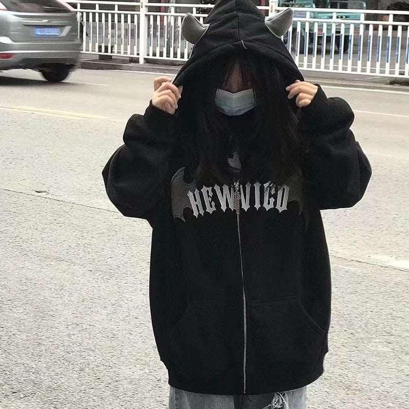 Devil Wings Gothic Zipper Hoodies