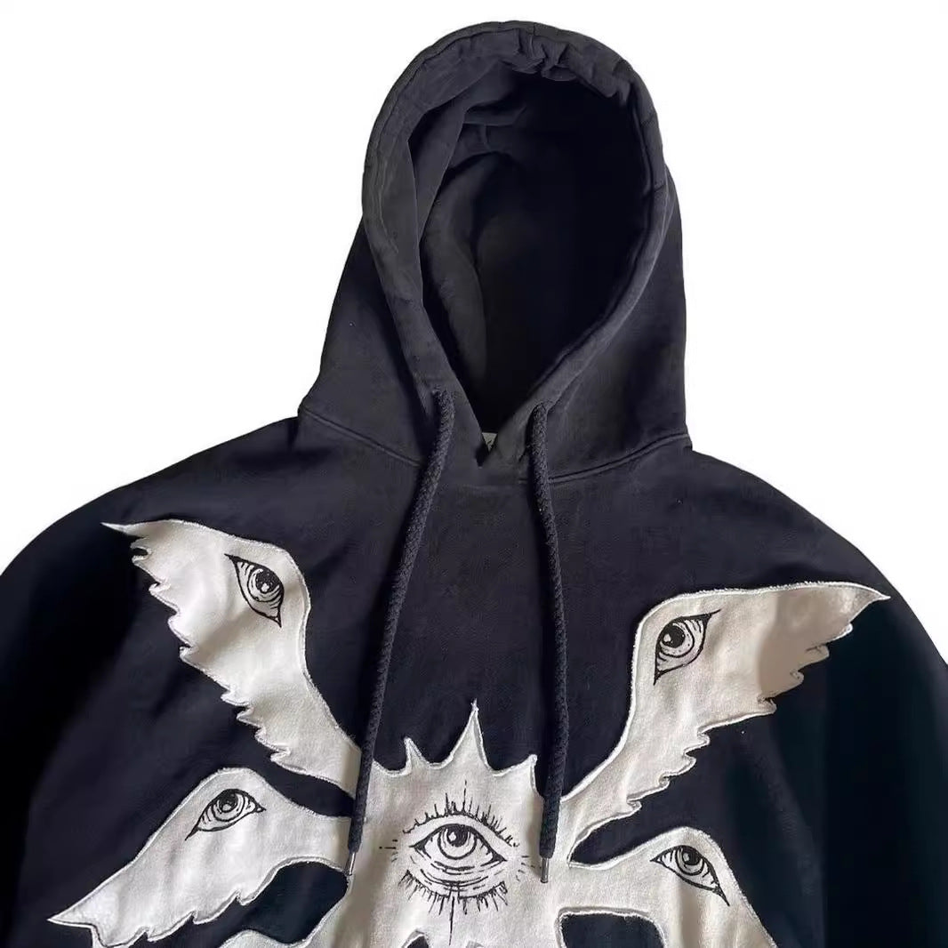 Midnight Edge: Skull Embroidered Hoodie