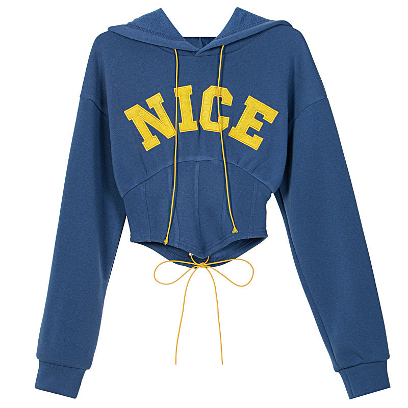 Letter Embroidered Casual Hoodie