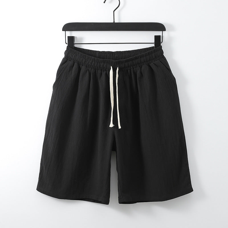 Plus Size Black Cotton Linen Shorts For Women