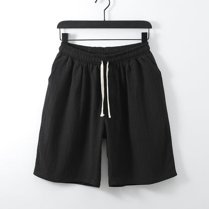 Plus Size Black Cotton Linen Shorts For Women