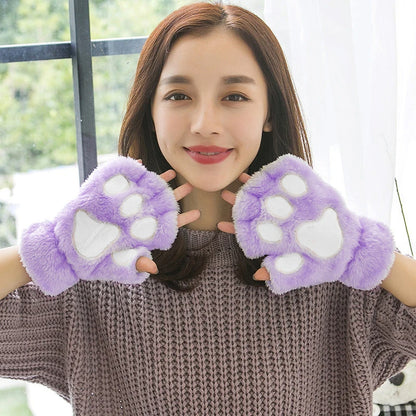 Cozy Kitty Claw Fingerless Gloves