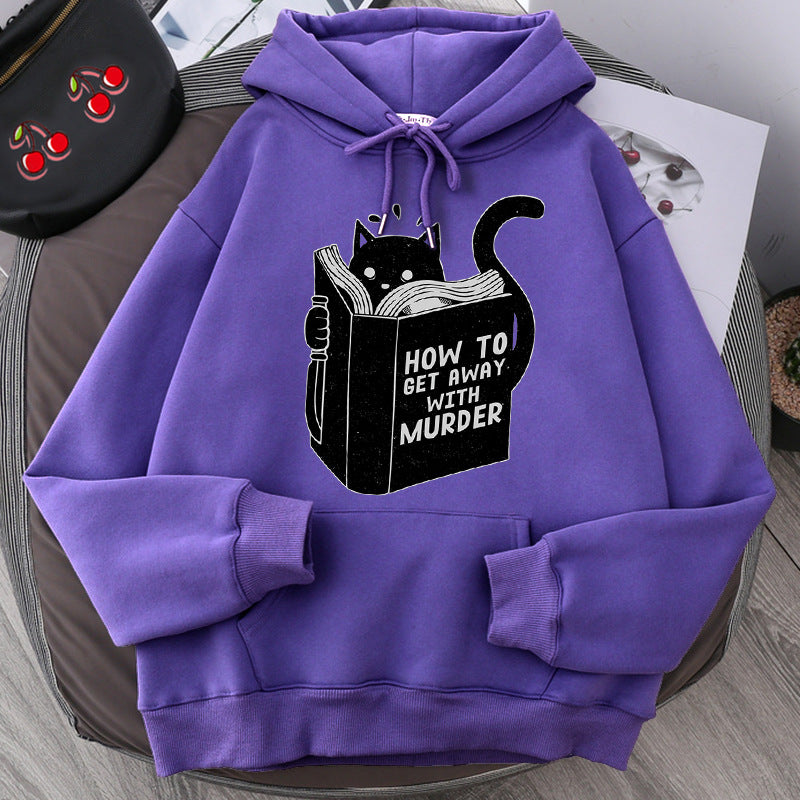 Cute And Cozy Womens Cat Print Fleece Sweatshirt