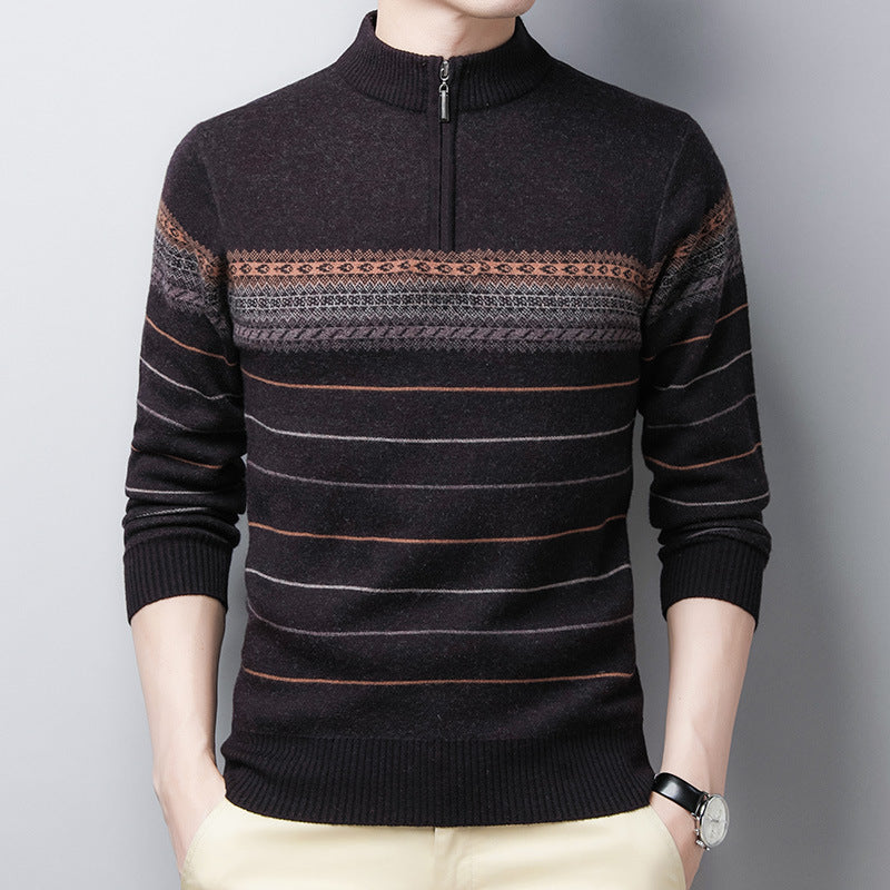 Striped Elegance: Premium Turtleneck Sweater