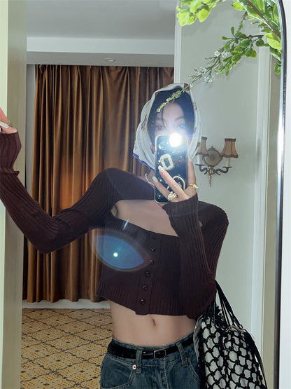 Boho Breeze Hollow Knit Flare Sleeve Cardigan