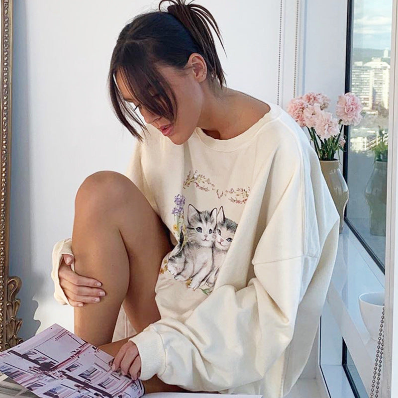 Chic Whimsical: Cute Cartoon Cat Tee