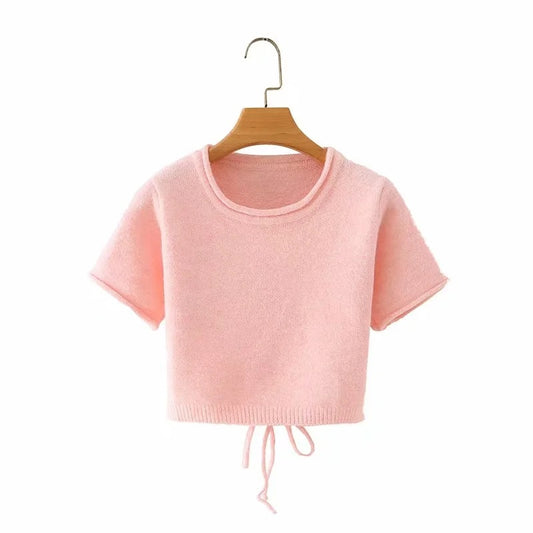 Contemporary Knit: O-Neck Crop Sweater