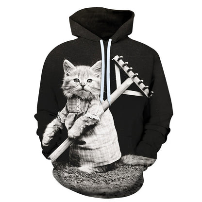 Cute And Cozy Womens Cat Print Fleece Hoodie