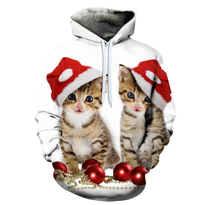 Cute And Cozy Womens Cat Print Fleece Hoodie