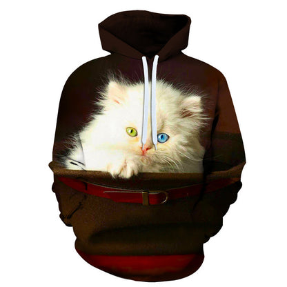 Cute And Cozy Womens Cat Print Fleece Hoodie