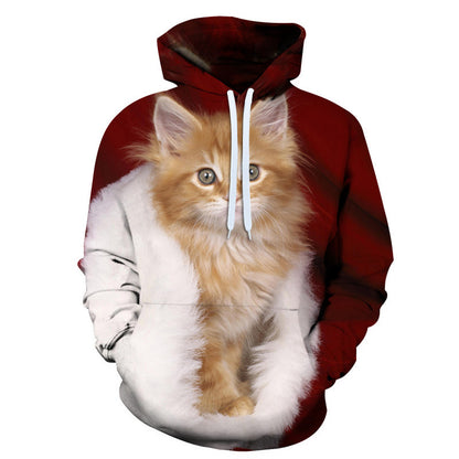 Cute And Cozy Womens Cat Print Fleece Hoodie
