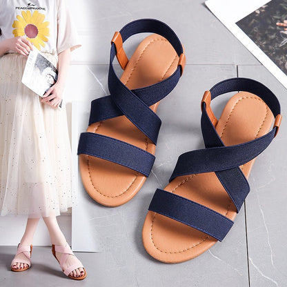 Breathable Faux Leather Flat Sandals With Secure Toe Strap