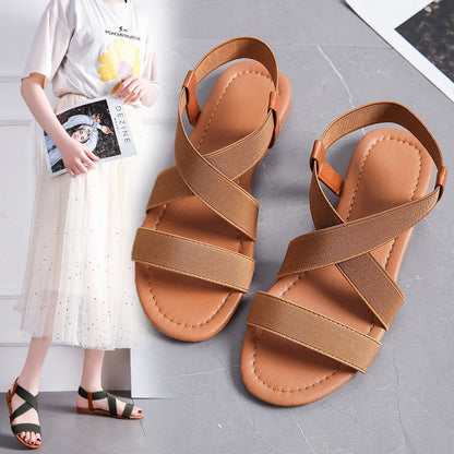 Breathable Faux Leather Flat Sandals With Secure Toe Strap