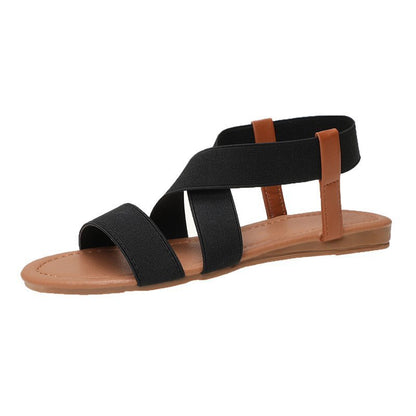 Breathable Faux Leather Flat Sandals With Secure Toe Strap