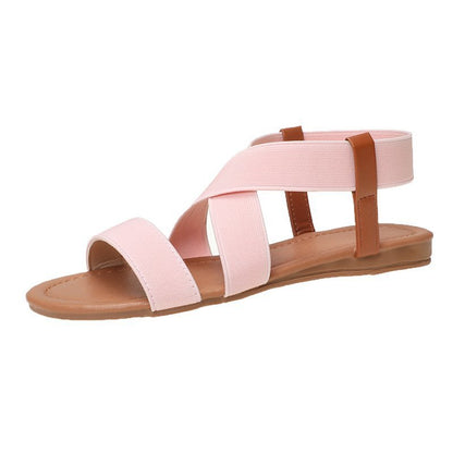 Breathable Faux Leather Flat Sandals With Secure Toe Strap