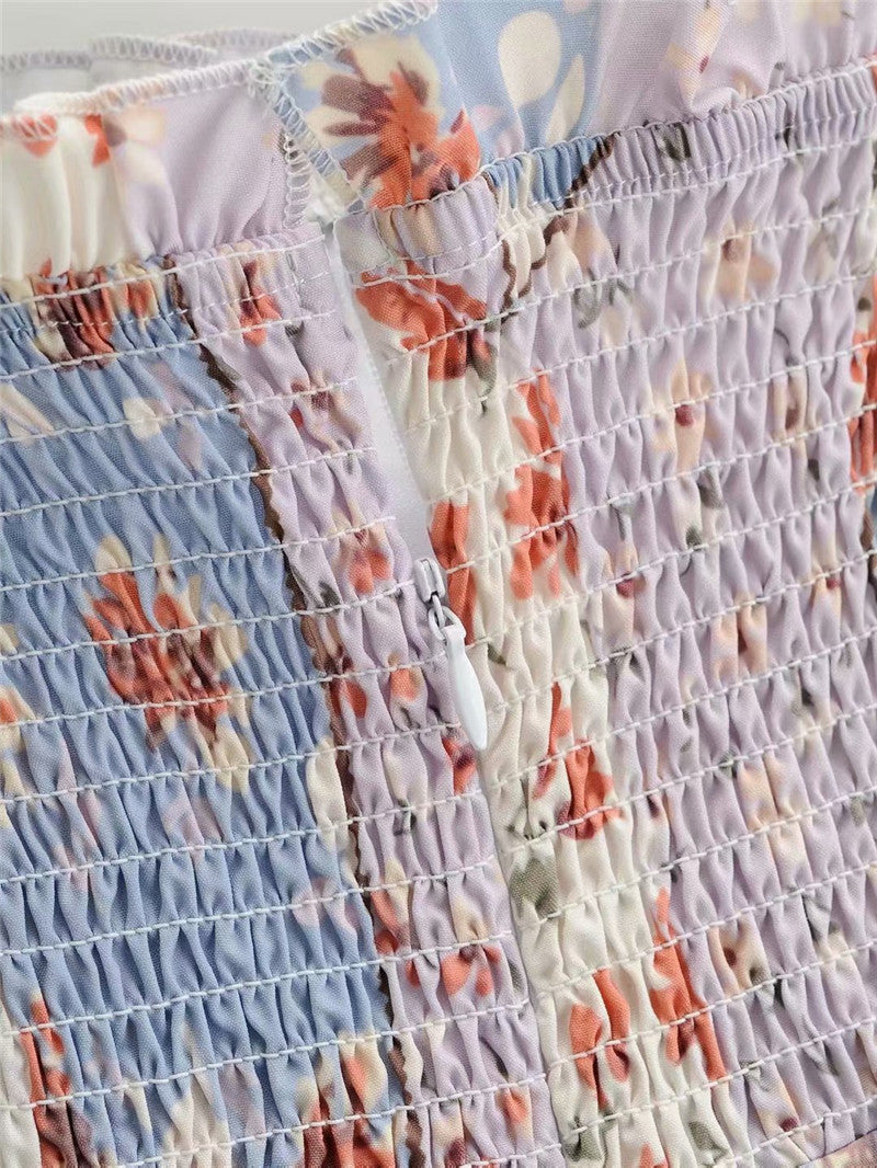 Dark Grey Ruffle Pleated Mini Skirt For Women