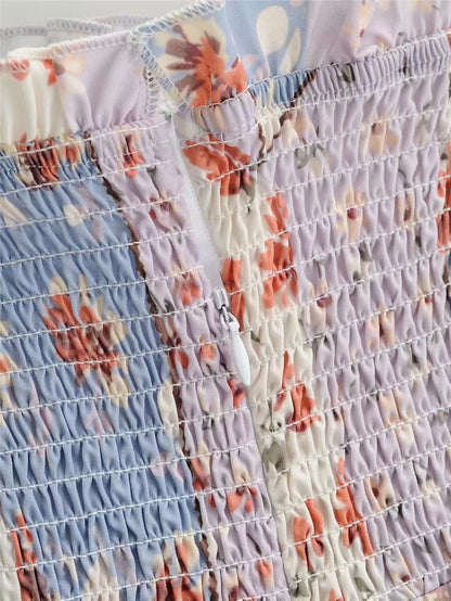 Dark Grey Ruffle Pleated Mini Skirt For Women