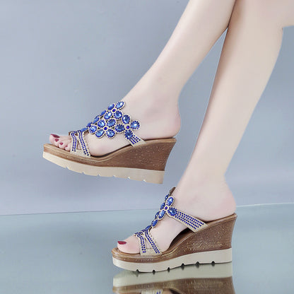 Artisanal Wedge: Shimmering Glitter Wedge Sandals