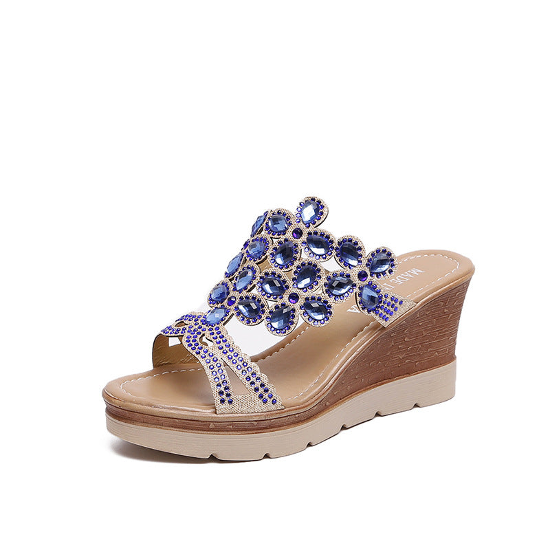 Artisanal Wedge: Shimmering Glitter Wedge Sandals