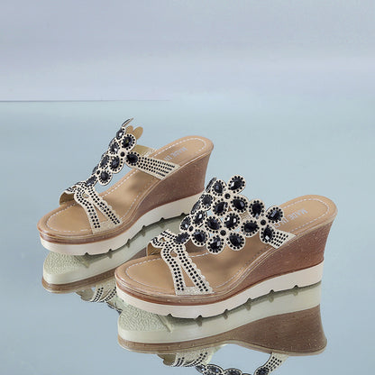 Artisanal Wedge: Shimmering Glitter Wedge Sandals