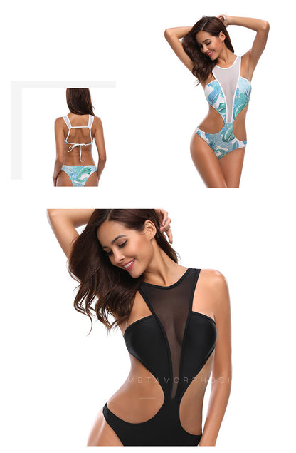 V-Neck Triangle: Mesh Three-Piece Bikini Set