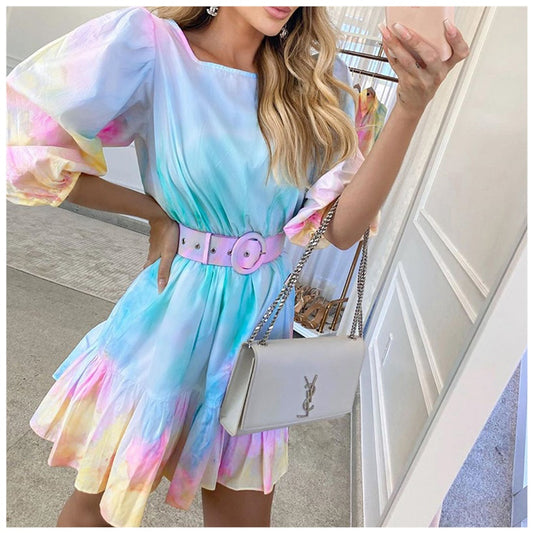 Mystique Allure: Tie-Dye Elegance Dress