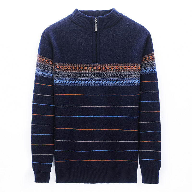 Striped Elegance: Premium Turtleneck Sweater