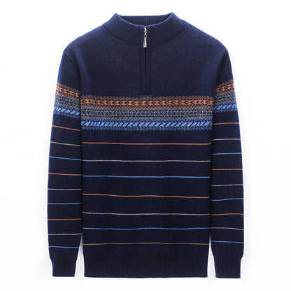 Striped Elegance: Premium Turtleneck Sweater