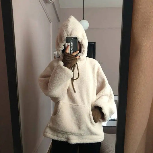 Korean Chic Plush Embrace Hoodie