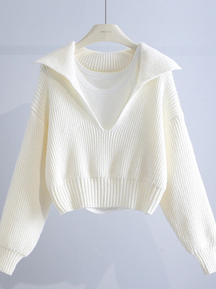 Deep V Elegance Two-Piece Sweater