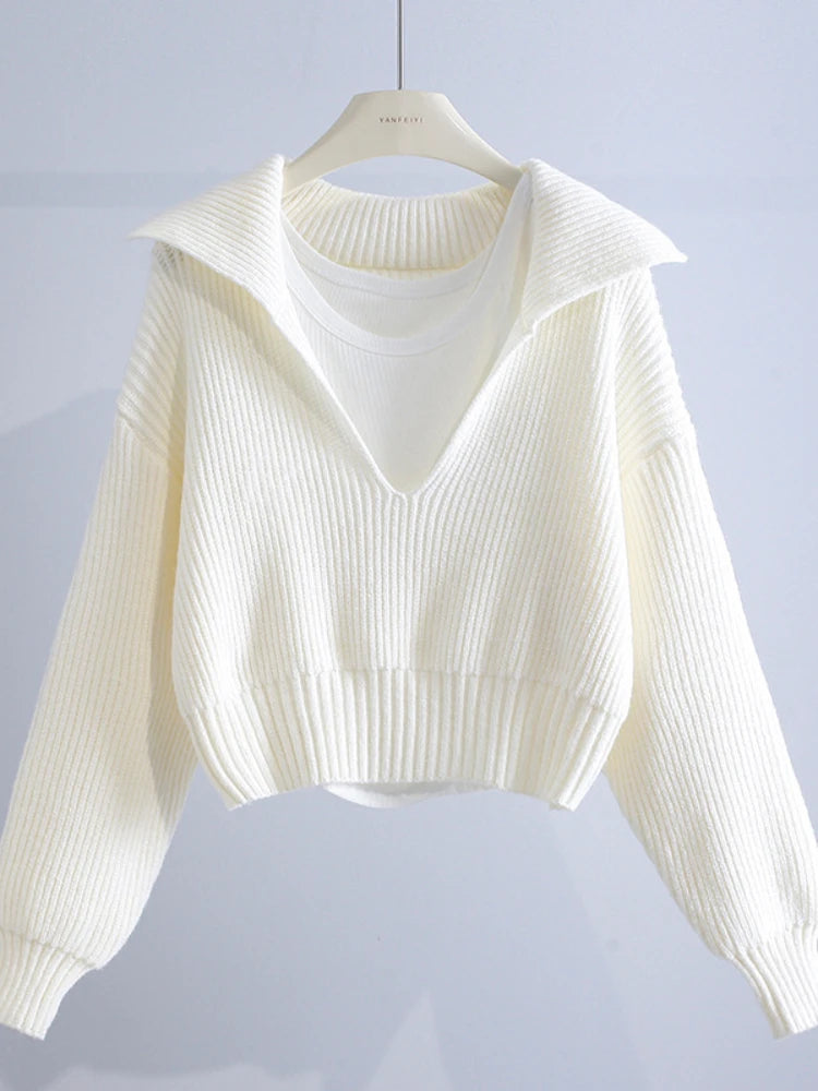 Deep V Elegance Two-Piece Sweater