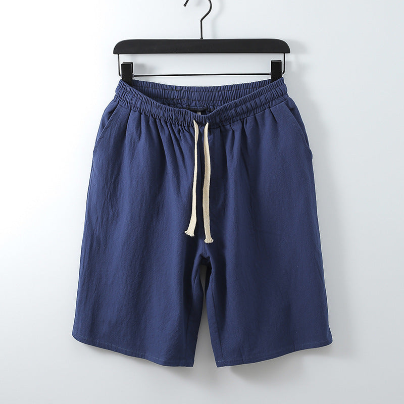 Plus Size Black Cotton Linen Shorts For Women