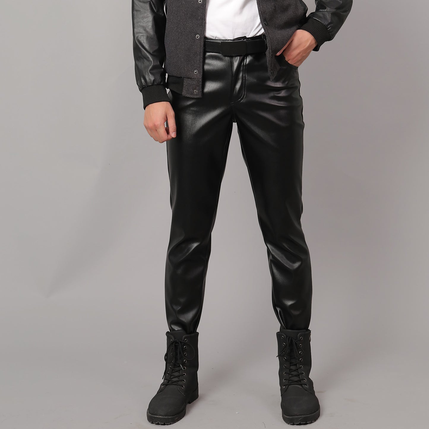 Sleek Silhouette: Chic Treat Slim Leather Pants