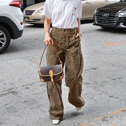 Korean Fashion Vibes High Waist Wide Leg Denim Trousers