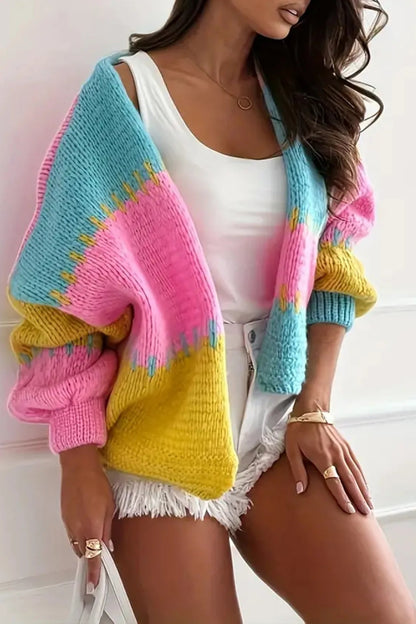 2025 Fall Outfit Inspiration Loose Knit Cardigan With Lantern Sleeve Streetwear Style