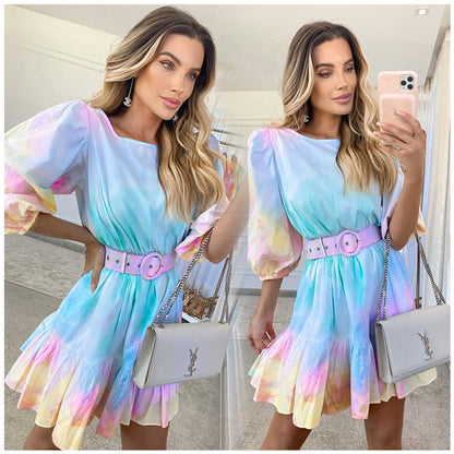 Mystique Allure: Tie-Dye Elegance Dress