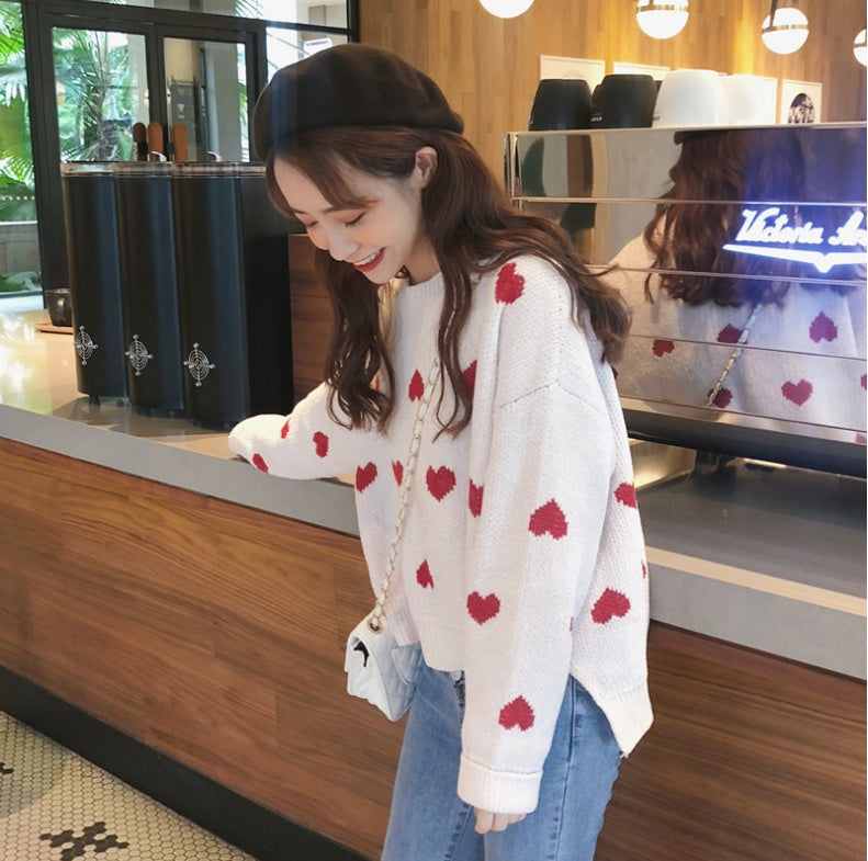Coquette Aesthetic: Love Heart Nostalgia Knit Sweater