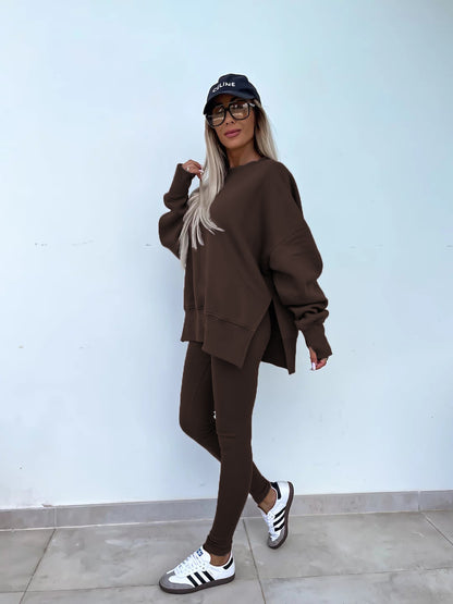 Fall Coord Set With Long Sleeve Hoodie For Yoga And Casual Outfits