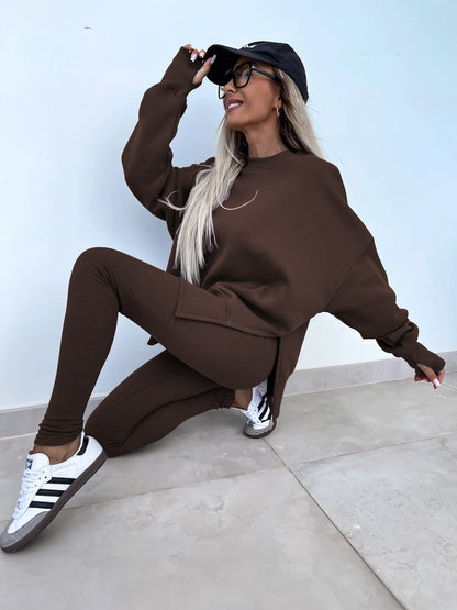 Fall Coord Set With Long Sleeve Hoodie For Yoga And Casual Outfits