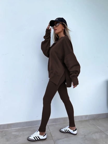 Fall Coord Set With Long Sleeve Hoodie For Yoga And Casual Outfits