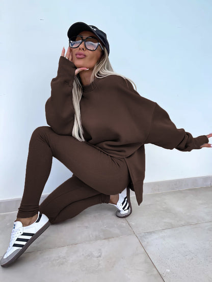 Fall Coord Set With Long Sleeve Hoodie For Yoga And Casual Outfits