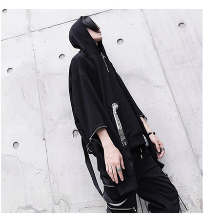 Harajuku Vintage: Star Patchwork Zip-Up Hoodie