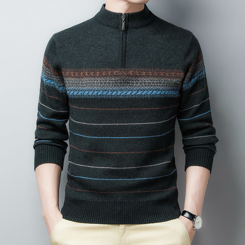 Striped Elegance: Premium Turtleneck Sweater