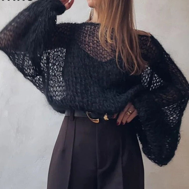 Mesh Whispers Lantern Sweater