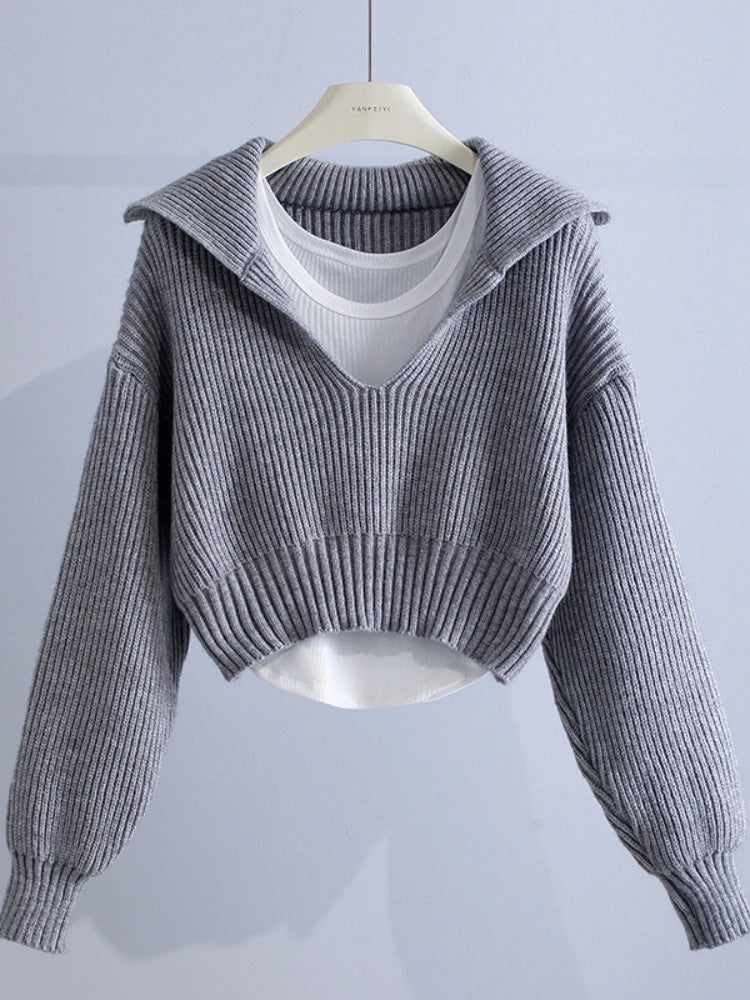 Deep V Elegance Two-Piece Sweater