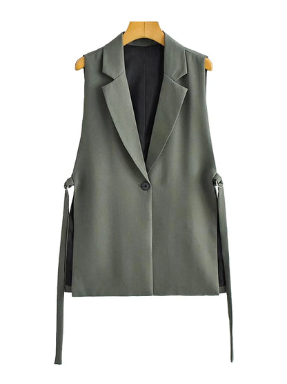 Chic Cascade Front-Button Vest